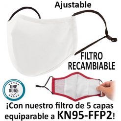 Mascarillas reutilizables con filtro recambiable, blanco