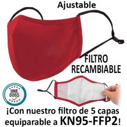 Mascarillas reutilizables con filtro recambiable, rojo